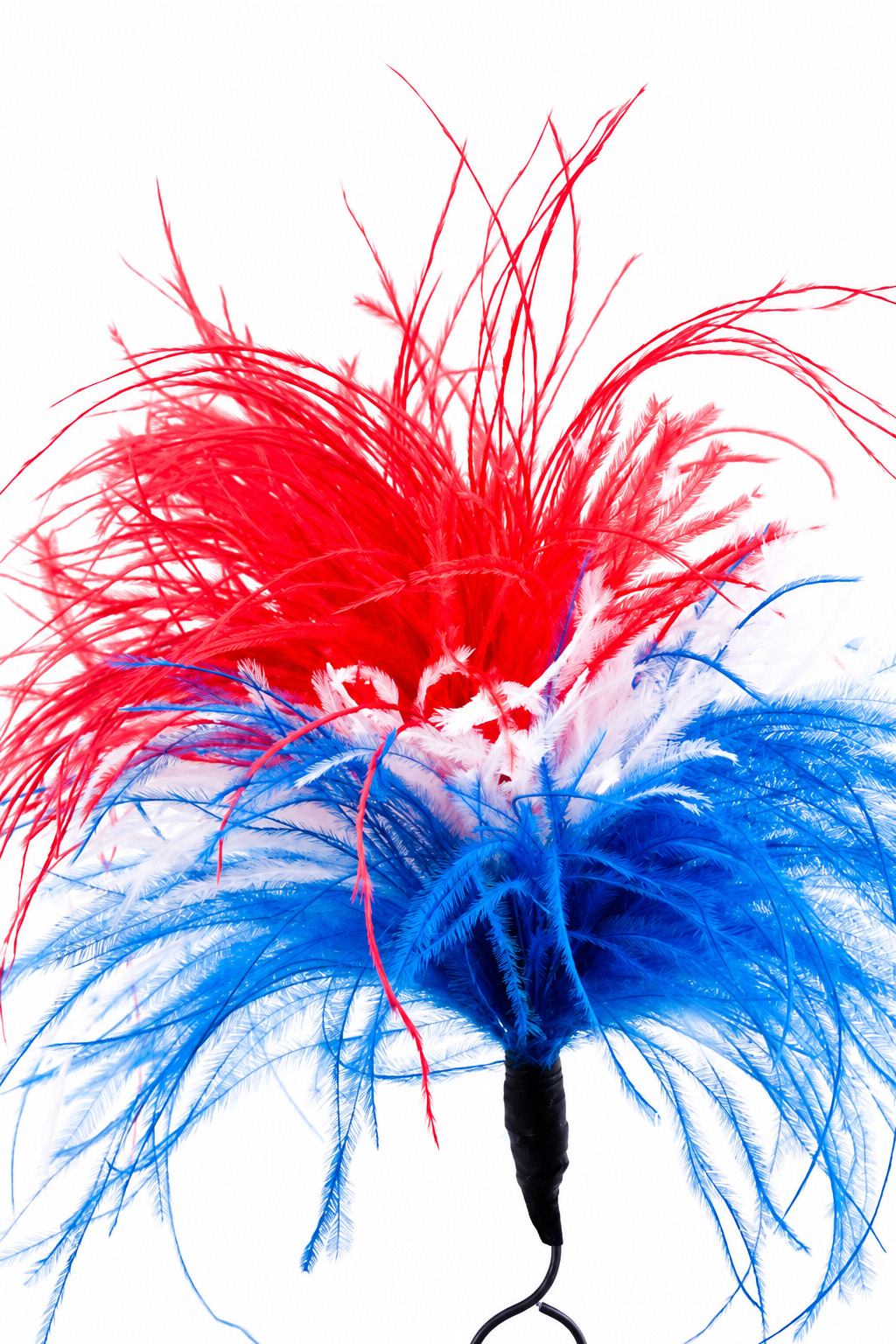 Pennacchio struzzo con anello - alt. 18-20 cm - blu-bianco-rosso